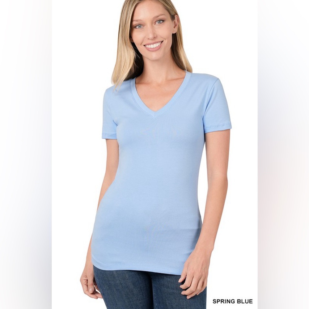 Spring Blue V-neck Tee